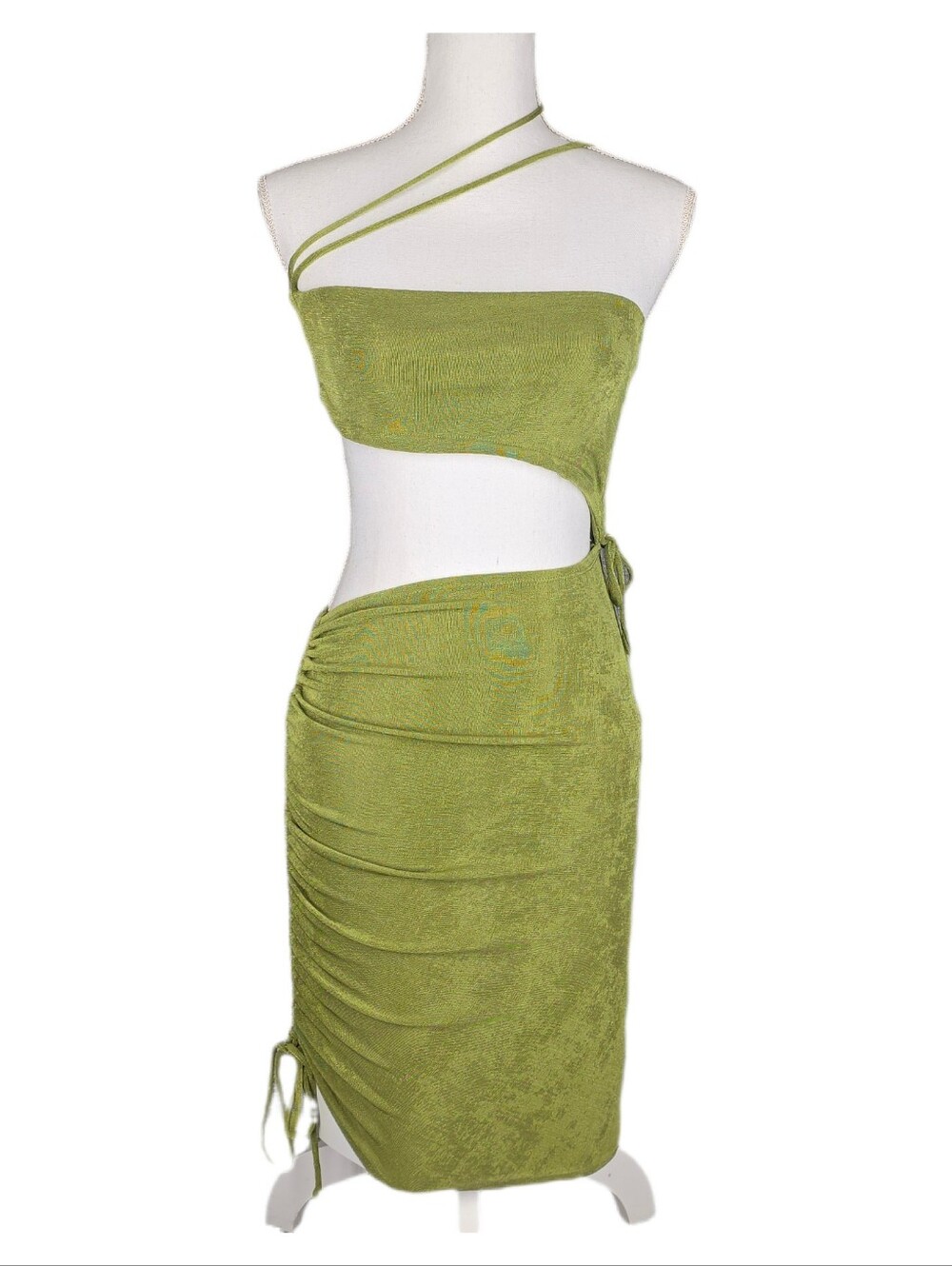 PRINCESS POLLY WOMEN'S IMELDA ONE‑SHOULDER CUTOUT MINI DRESS – US 4 – GREEN